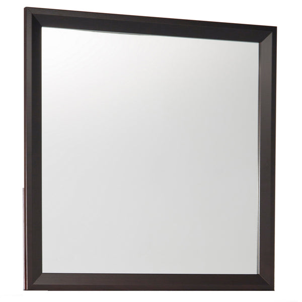 Square Wooden Frame Mirror With Mounting Hardware Cherry Brown And Silver