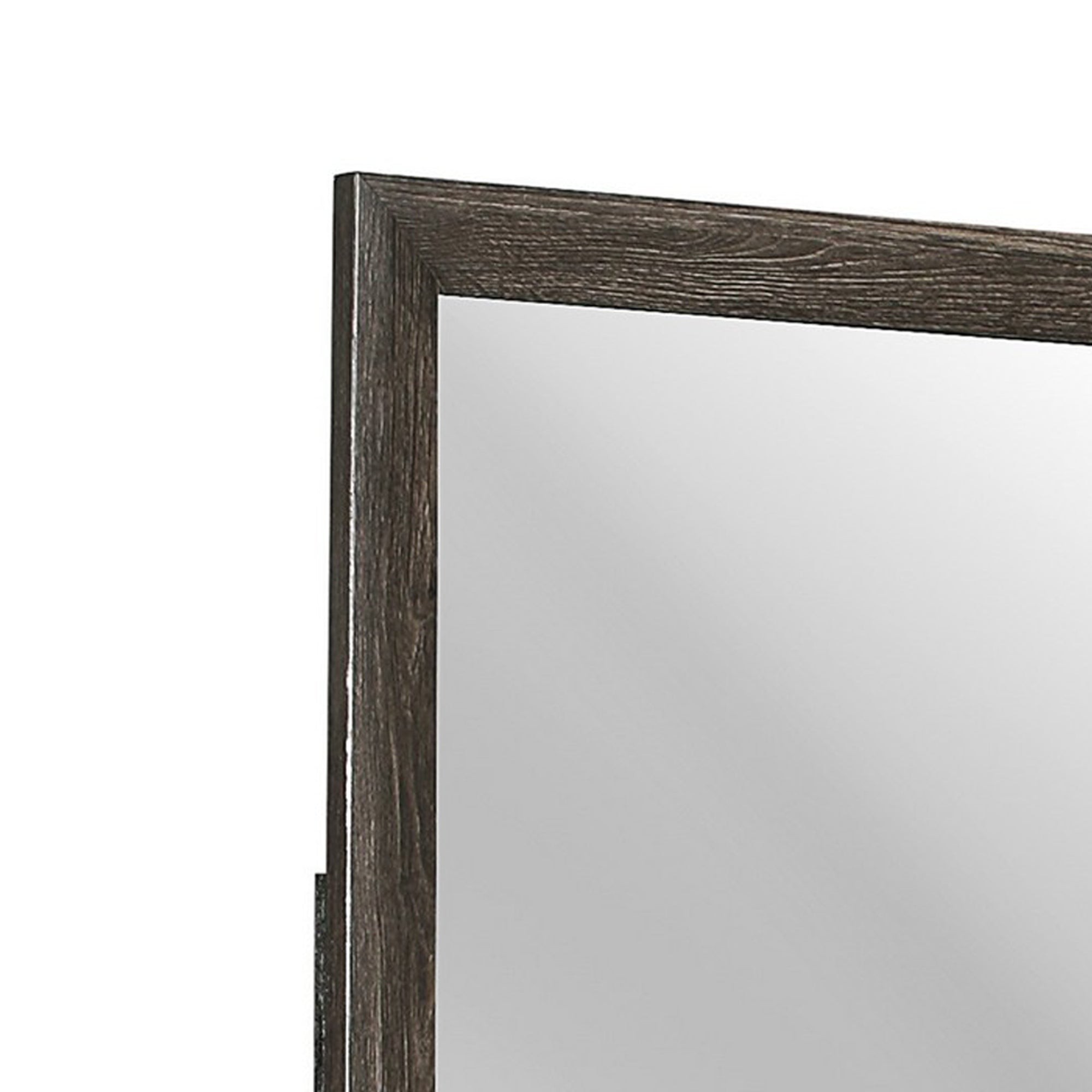 Square Wooden Frame Mirror With Mounting Hardware Dark Gray And Silver-zoom-3