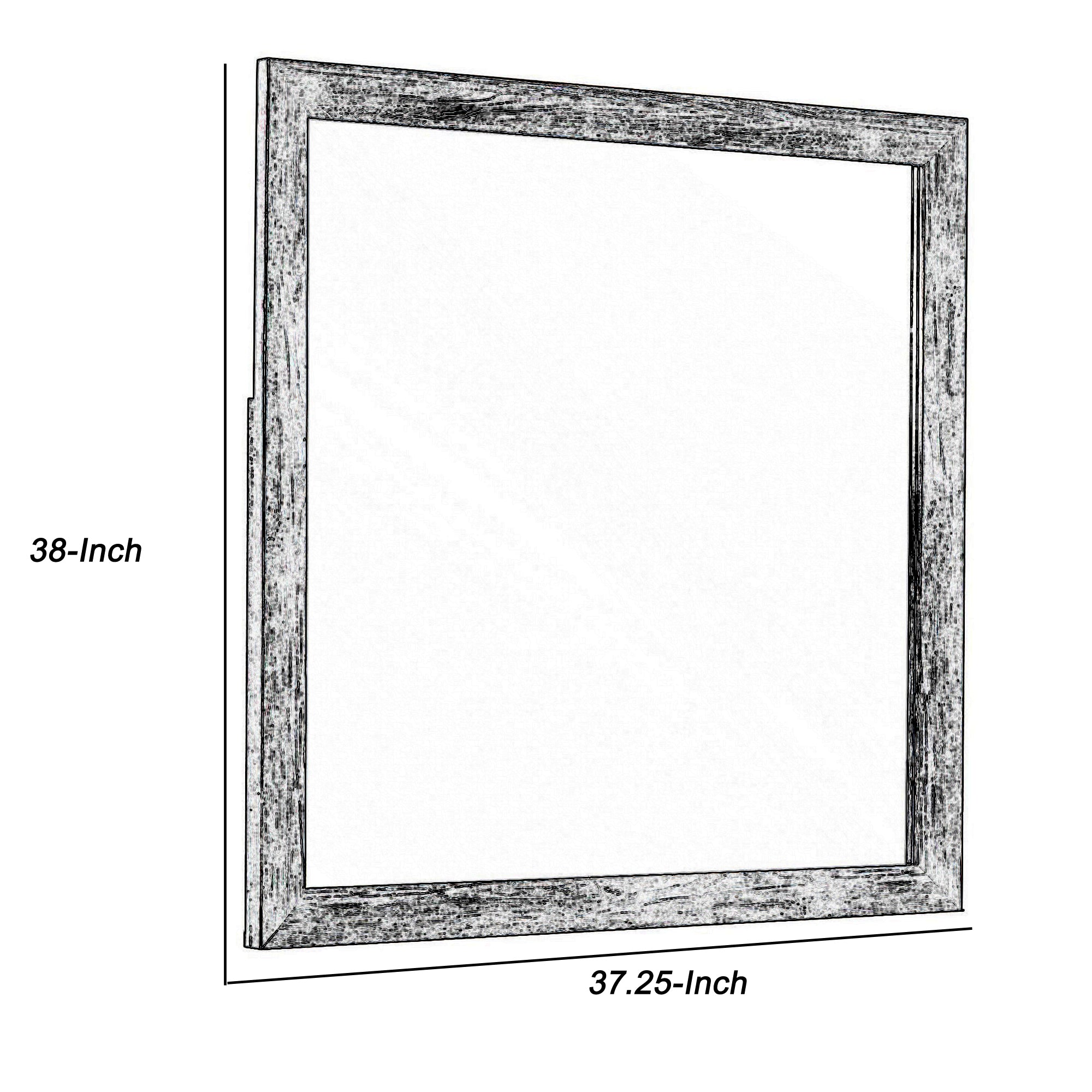 Square Wooden Frame Mirror With Mounting Hardware Dark Gray And Silver-zoom-4