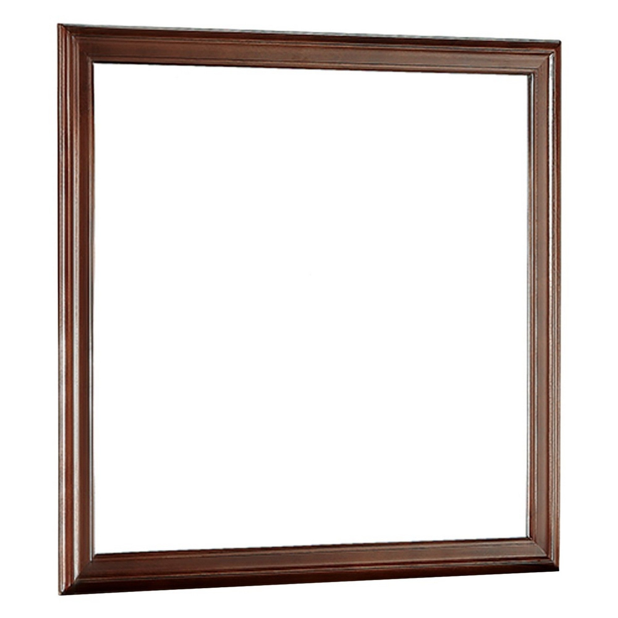 Wooden Frame Mirror With Mounting Hardware Cherry Brown And Silver-zoom-1
