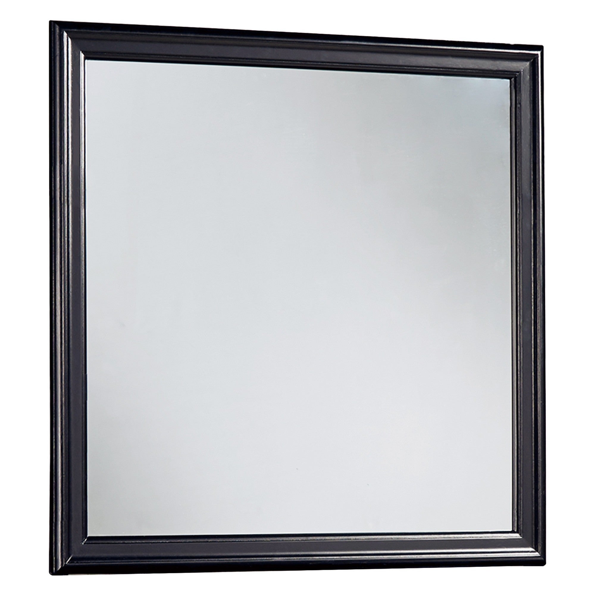 Wooden Frame Mirror With Mounting Hardware Black And Silver-zoom-1