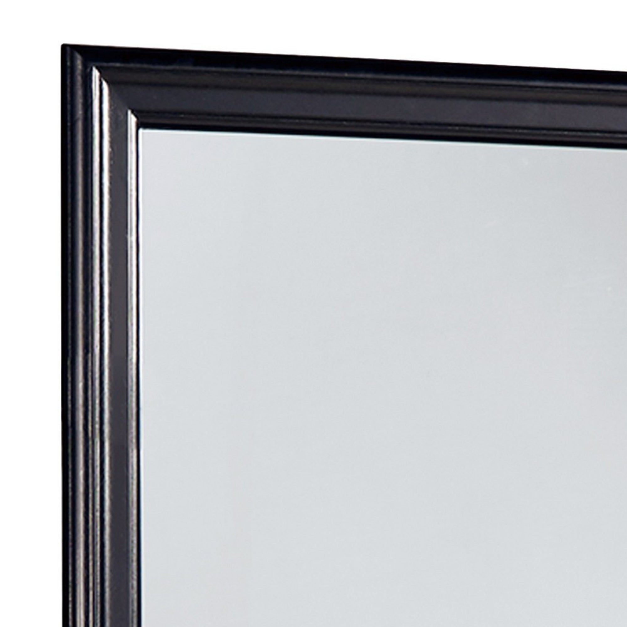 Wooden Frame Mirror With Mounting Hardware Black And Silver-zoom-2