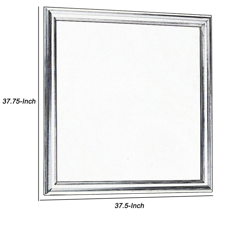 Wooden Frame Mirror With Mounting Hardware Black And Silver-zoom-