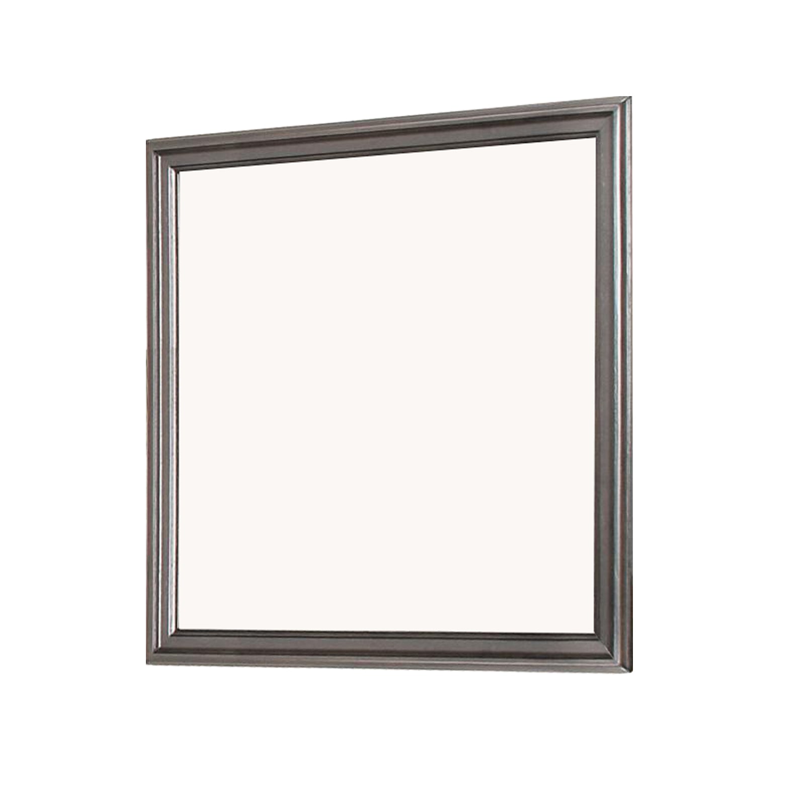 Wooden Frame Mirror With Mounting Hardware Gray And Silver-zoom-1