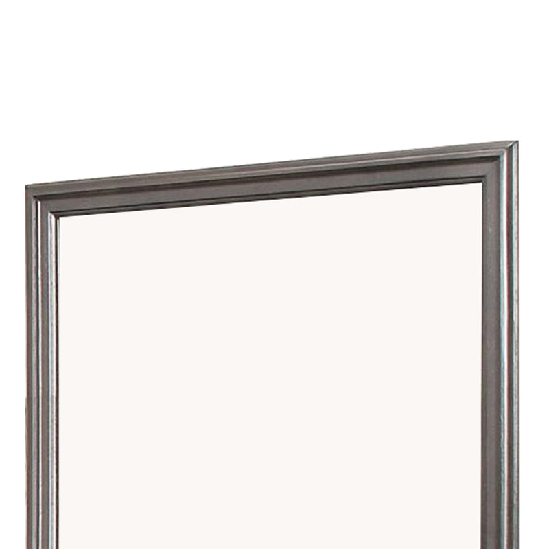 Wooden Frame Mirror With Mounting Hardware Gray And Silver-zoom-