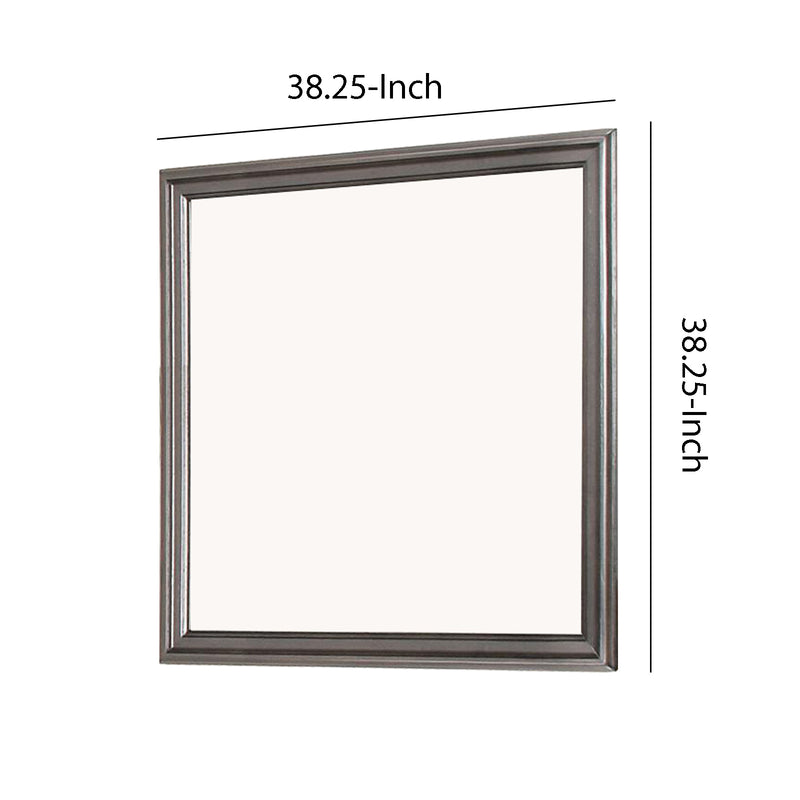 Wooden Frame Mirror With Mounting Hardware Gray And Silver-zoom-