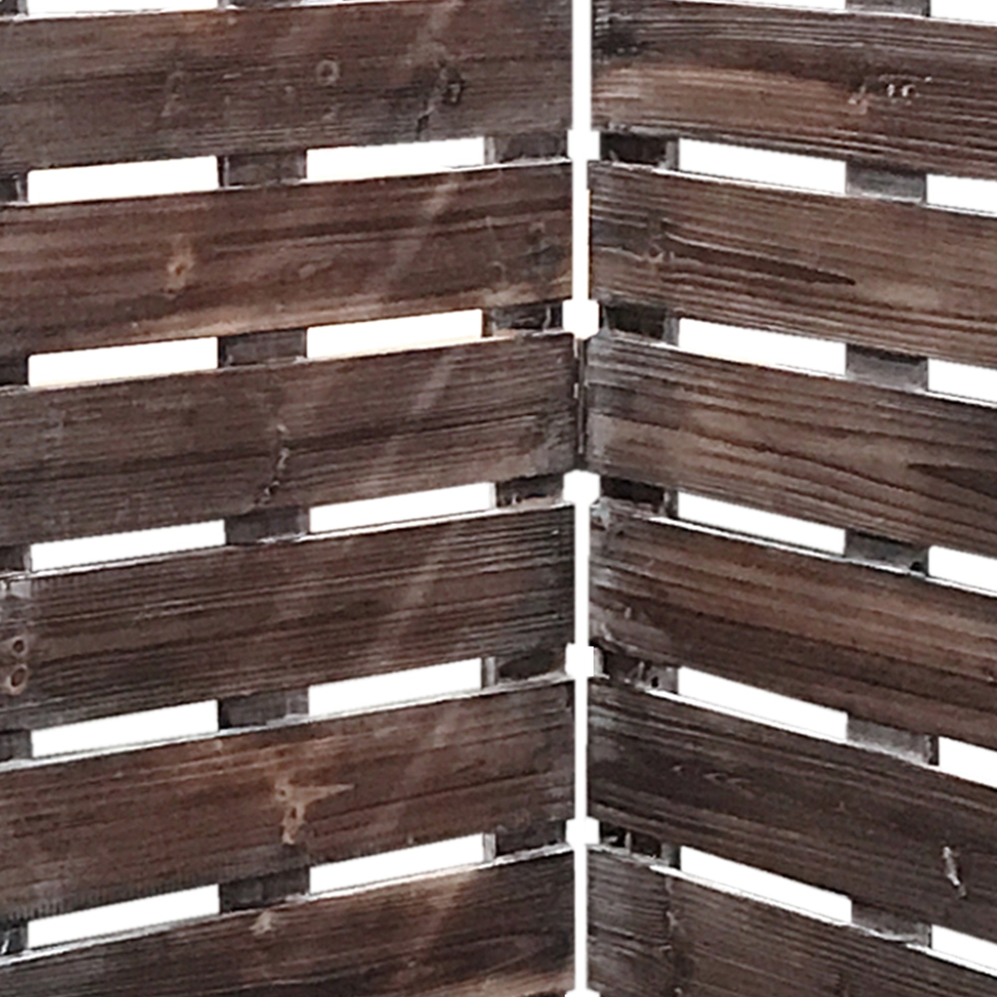 4 Panel Wooden Room Divider with Horizontal Planks, Brown-zoom-4