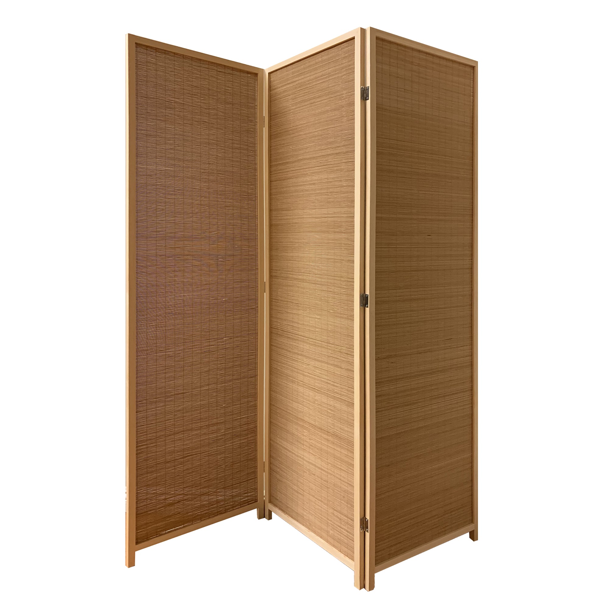 3 Panel Bamboo Shade Roll Room Divider, Natural Brown-zoom-1