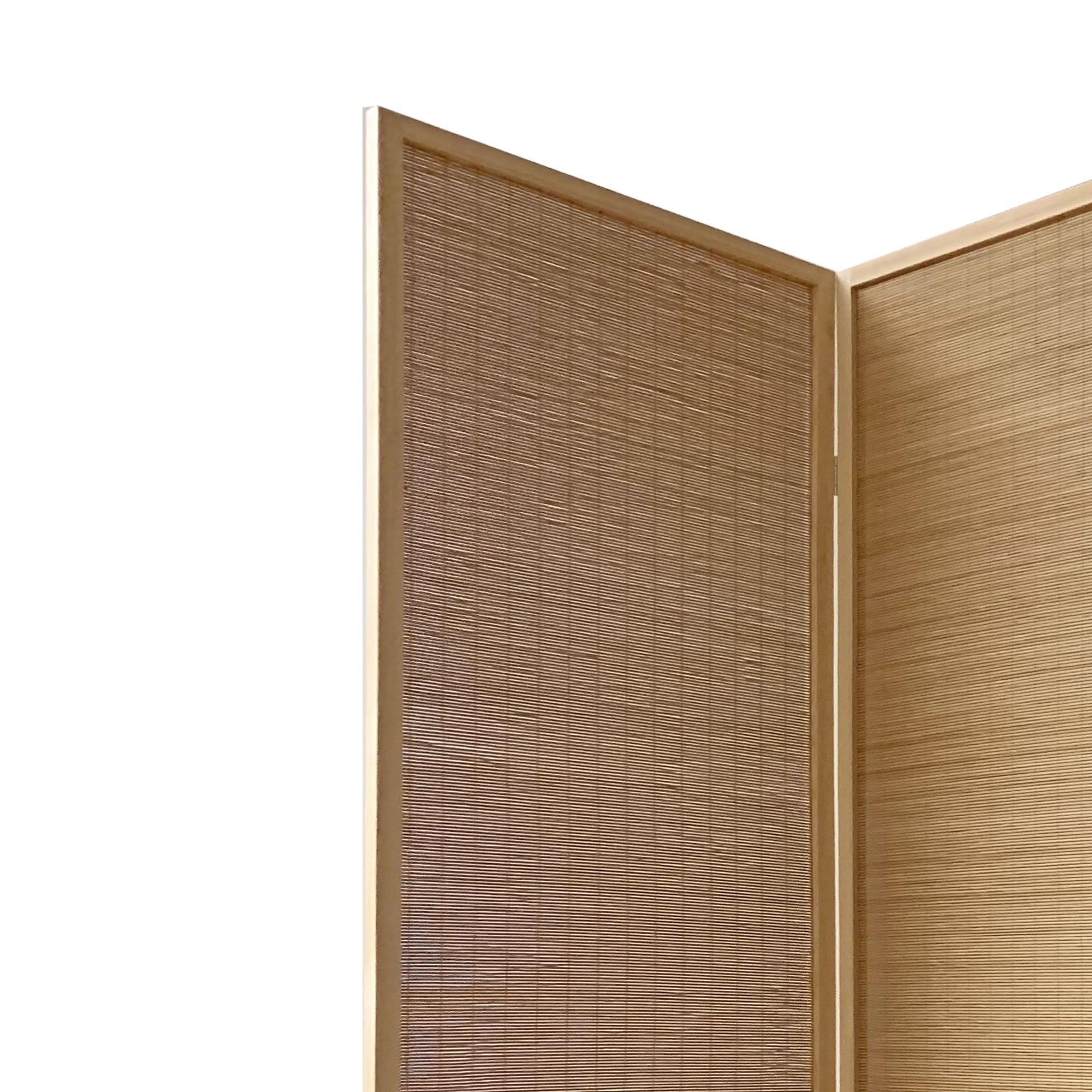 4 Panel Bamboo Shade Roll Room Divider, Natural Brown