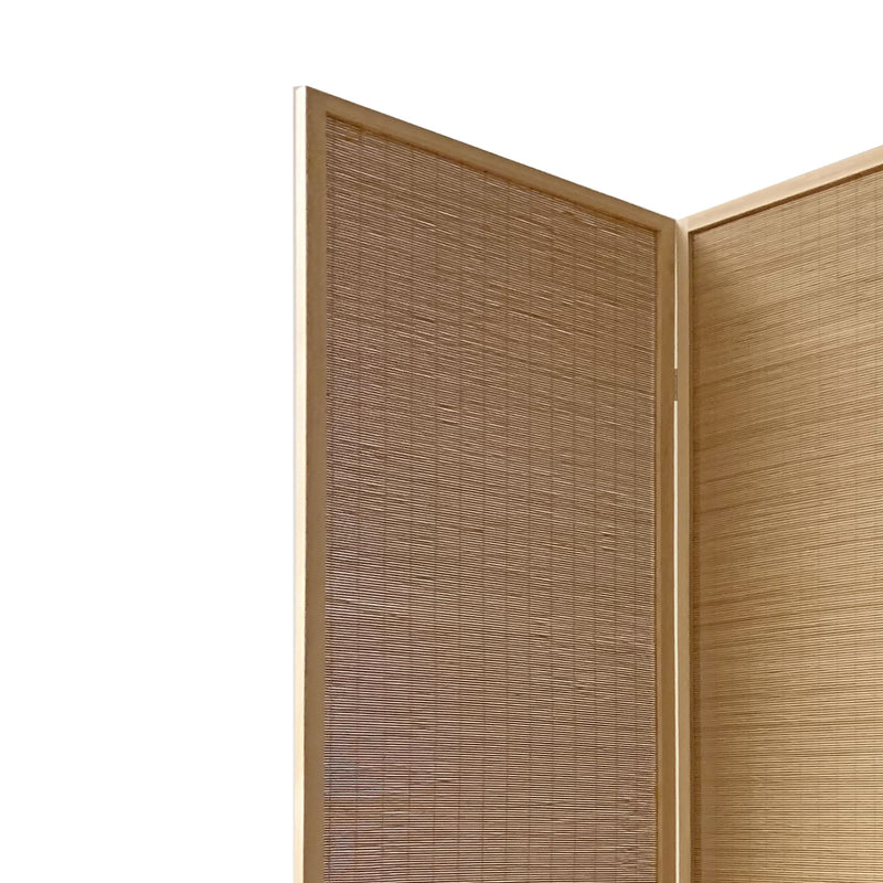 4 Panel Bamboo Shade Roll Room Divider, Natural Brown-zoom-