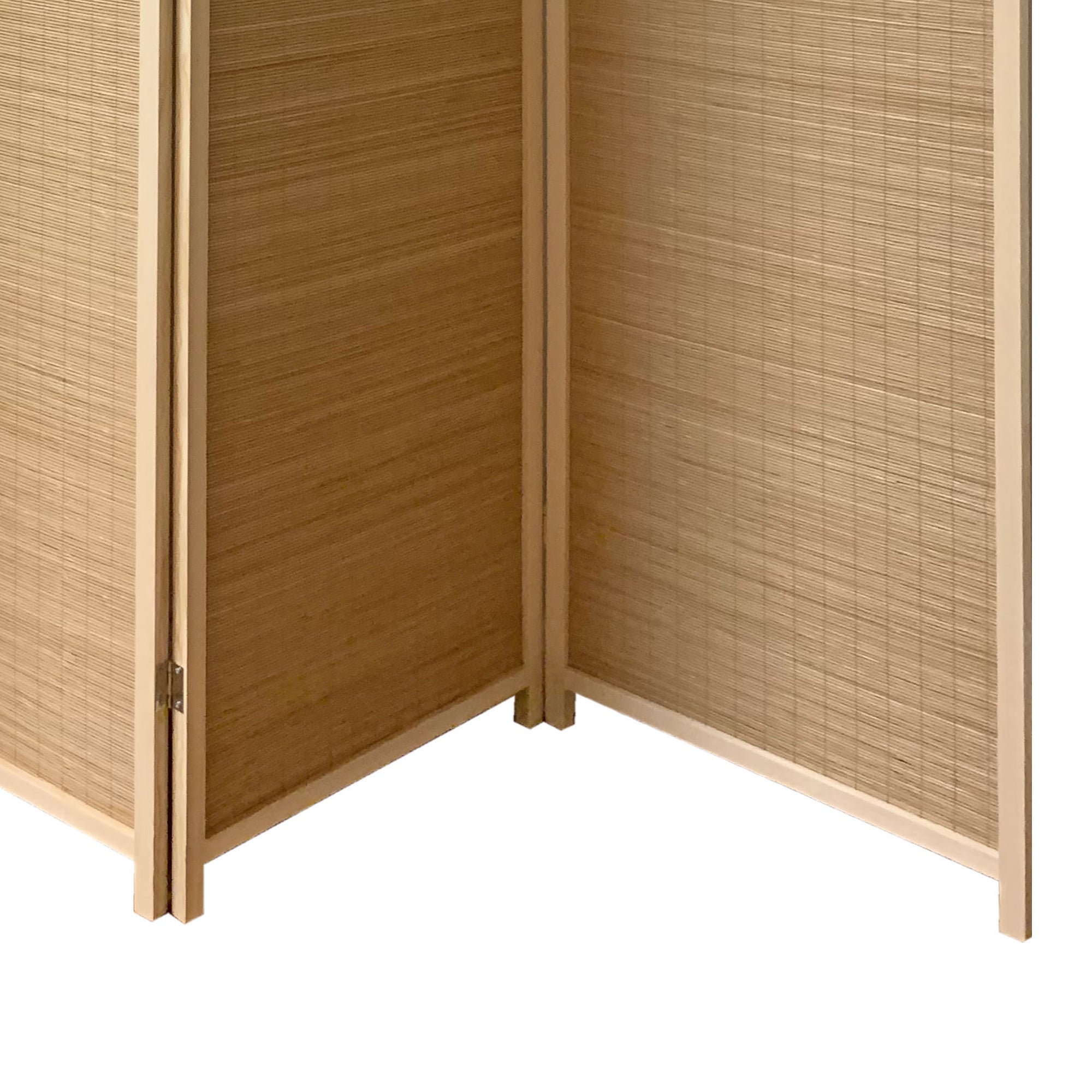 4 Panel Bamboo Shade Roll Room Divider, Natural Brown-zoom-3