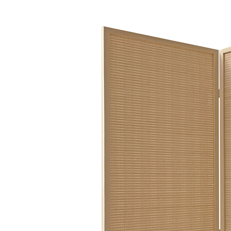 3 Panel Bamboo Shade Roll Room Divider, Beige-zoom-