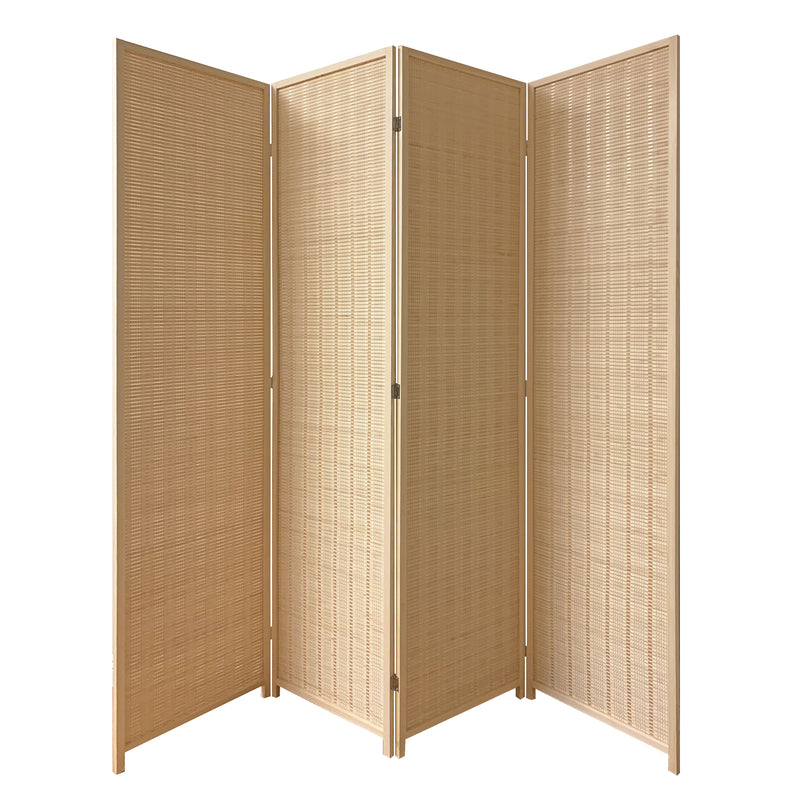 4 Panel Bamboo Shade Roll Room Divider, Beige-zoom-