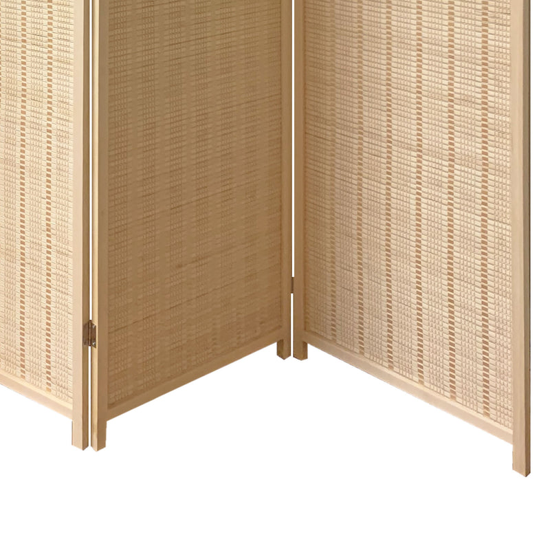 4 Panel Bamboo Shade Roll Room Divider, Beige-zoom-