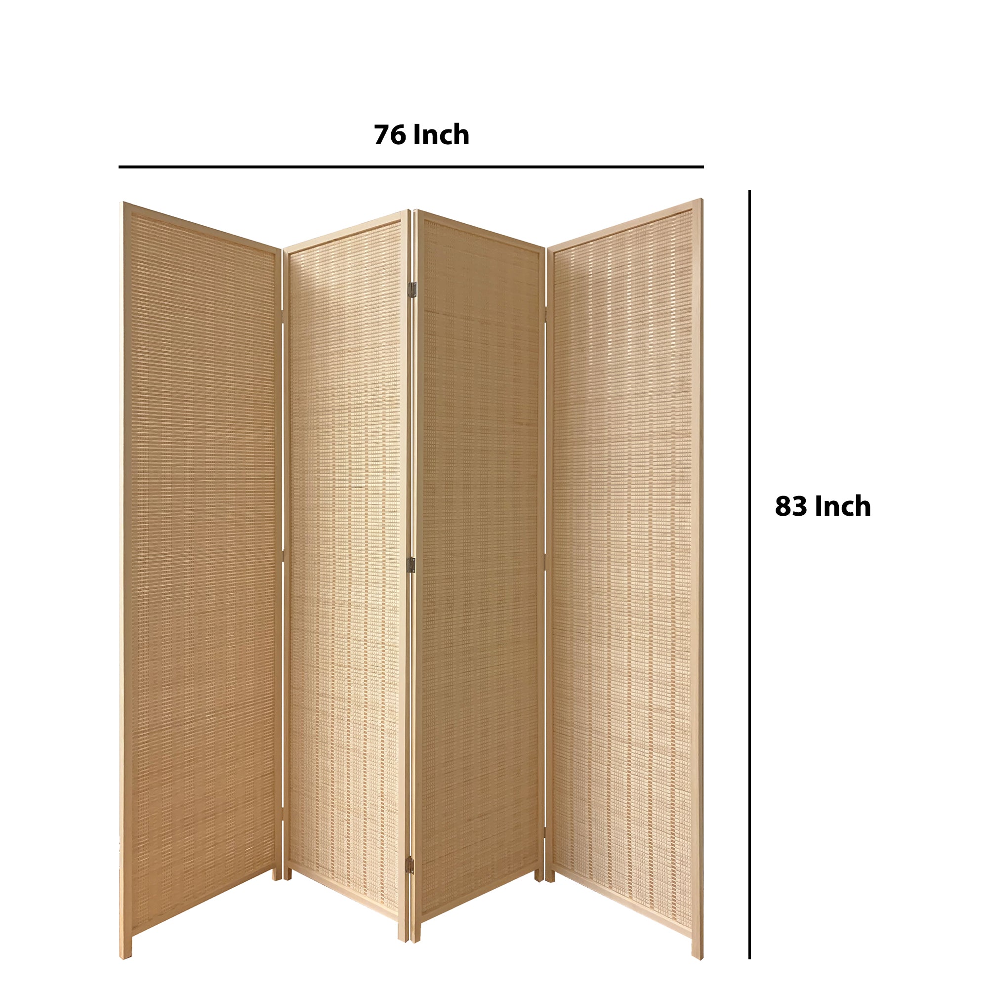 4 Panel Bamboo Shade Roll Room Divider, Beige-zoom-5