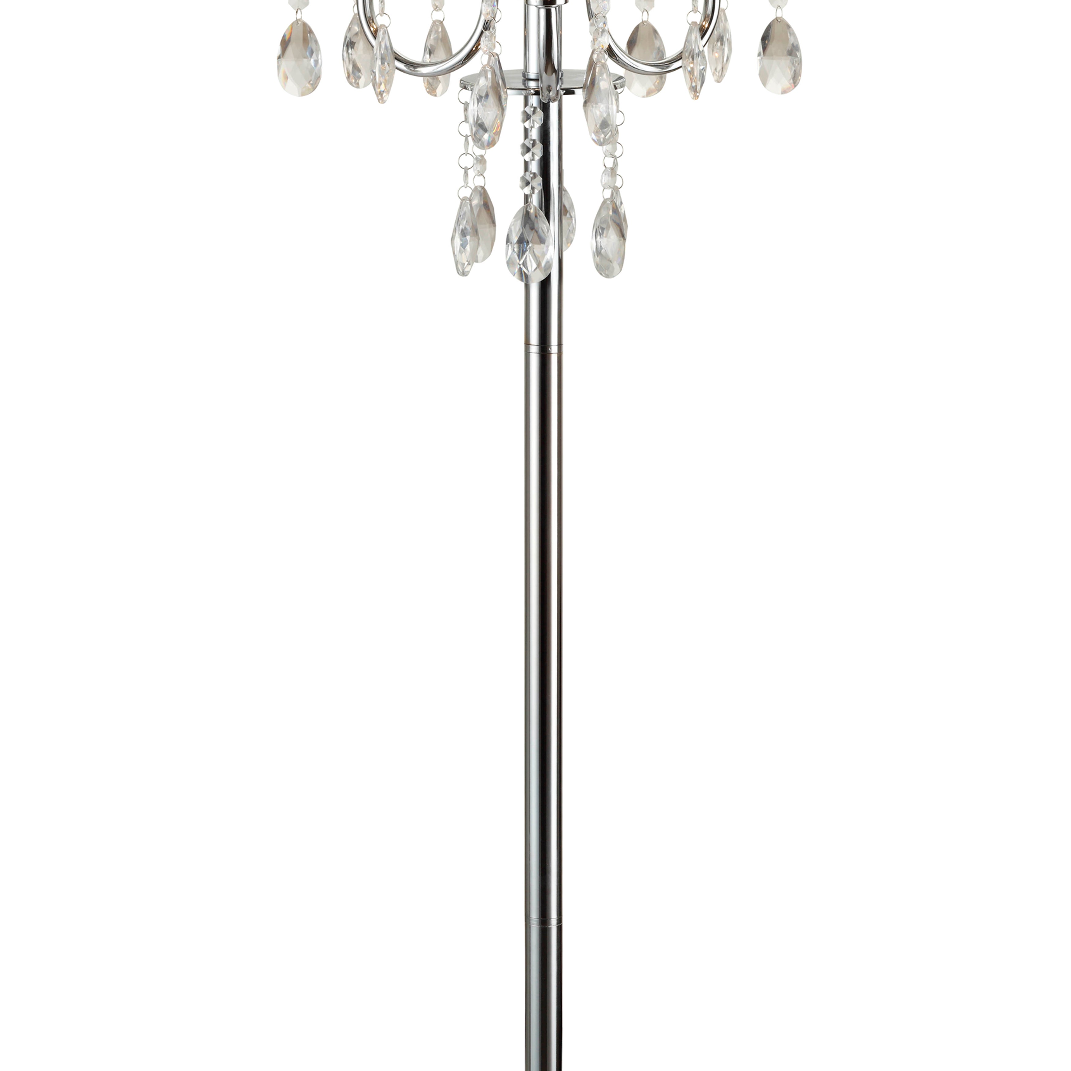 Round Fabric Wrapped Floor Lamp With Crystal Inlay Gray And Silver-zoom-2