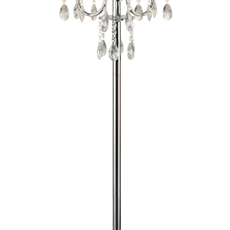 Round Fabric Wrapped Floor Lamp With Crystal Inlay Gray And Silver-zoom-