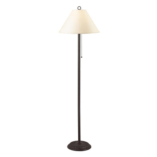 Metal Floor Lamp With Pull Chain Switch And Paper Shade Off White And Black