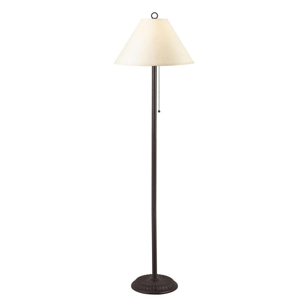 Metal Floor Lamp With Pull Chain Switch And Paper Shade Off White And Black