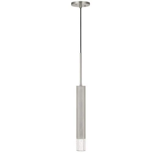 Hexagonal Metal Frame Single Led Light Pendant With Glass Diffuser Gray