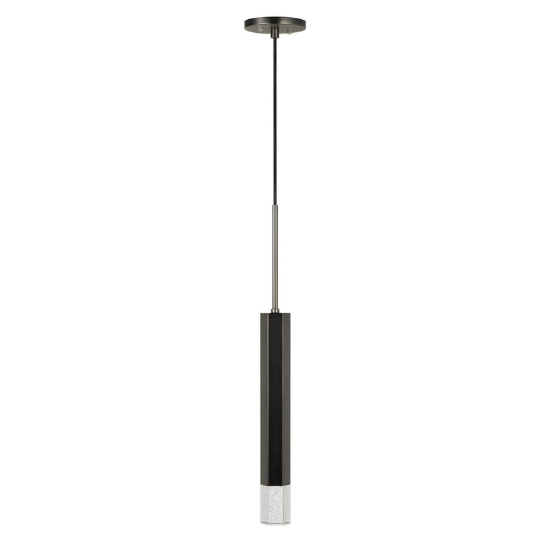 Hexagonal Metal Frame Single Led Light Pendant With Glass Diffuser Black-zoom-