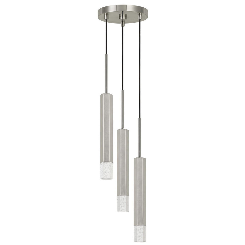 Hexagonal Metal Frame 3 Led Light Pendant With Glass Diffuser Gray-zoom-