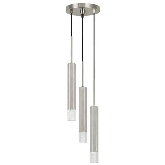 Hexagonal Metal Frame 3 Led Light Pendant With Glass Diffuser Gray