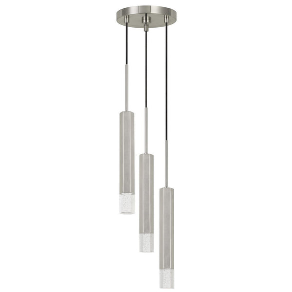 Hexagonal Metal Frame 3 Led Light Pendant With Glass Diffuser Gray
