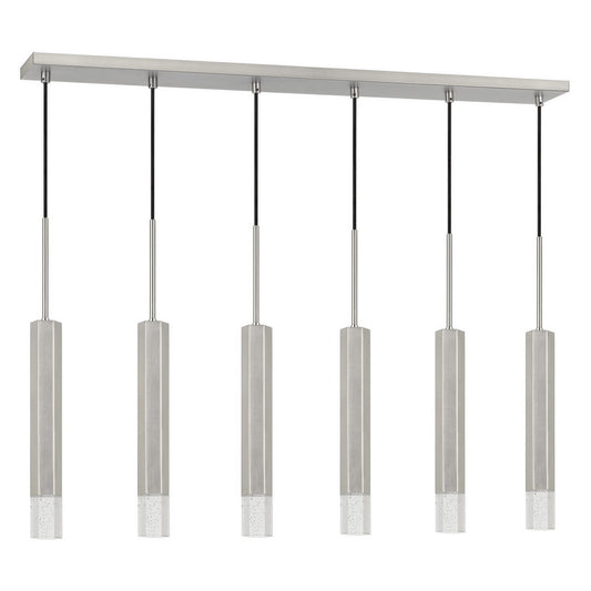 Hexagonal Metal Frame 6 Led Light Pendant With Glass Diffuser Gray