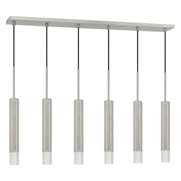 Hexagonal Metal Frame 6 Led Light Pendant With Glass Diffuser Gray