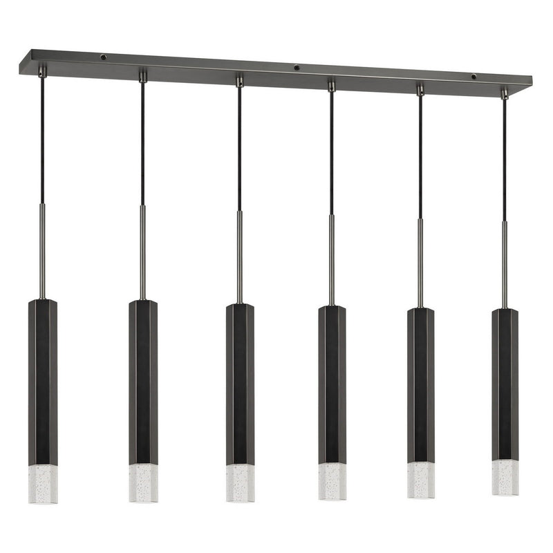 Hexagonal Metal Frame 6 Led Light Pendant With Glass Diffuser Black-zoom-