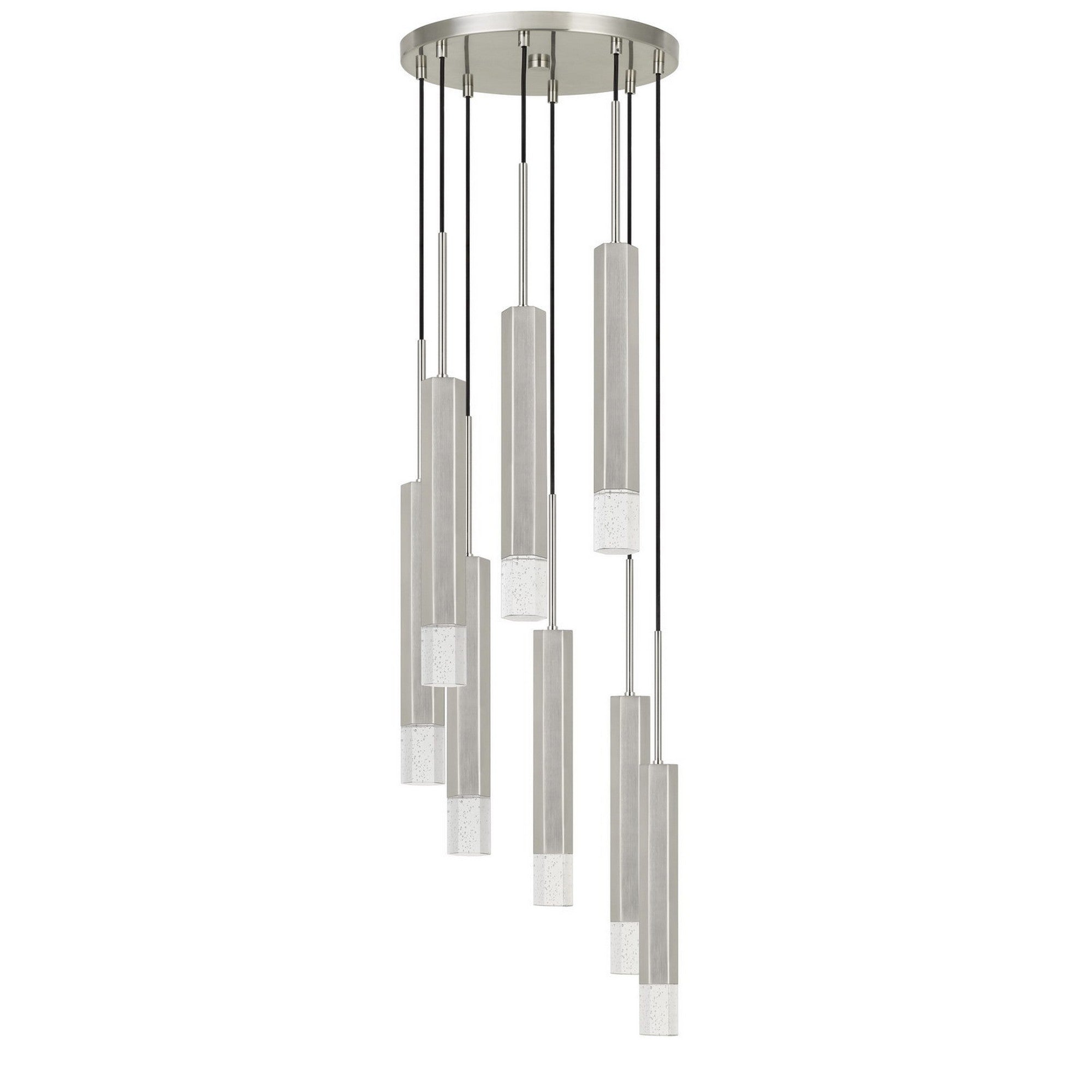 Hexagonal Metal Frame 8 Led Light Pendant With Glass Diffuser Gray-zoom-1