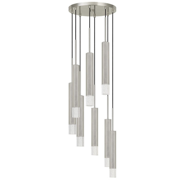 Hexagonal Metal Frame 8 Led Light Pendant With Glass Diffuser Gray