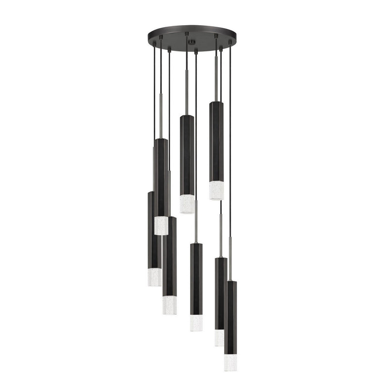 Hexagonal Metal Frame 8 Led Light Pendant With Glass Diffuser Black-zoom-