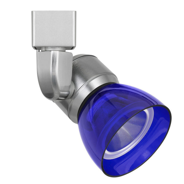 Metal and Clear Polycarbonate LED Track Fixture Blue and Silver