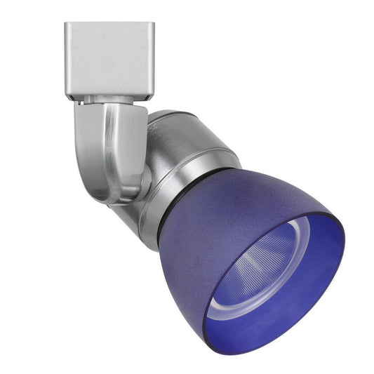 Metal and Frosted Polycarbonate LED Track Fixture Blue and Silver