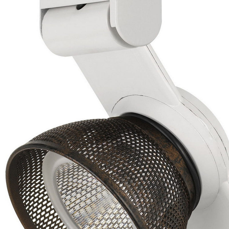 12W Integrated LED Metal Track Fixture with Mesh Head Brown and White-zoom-