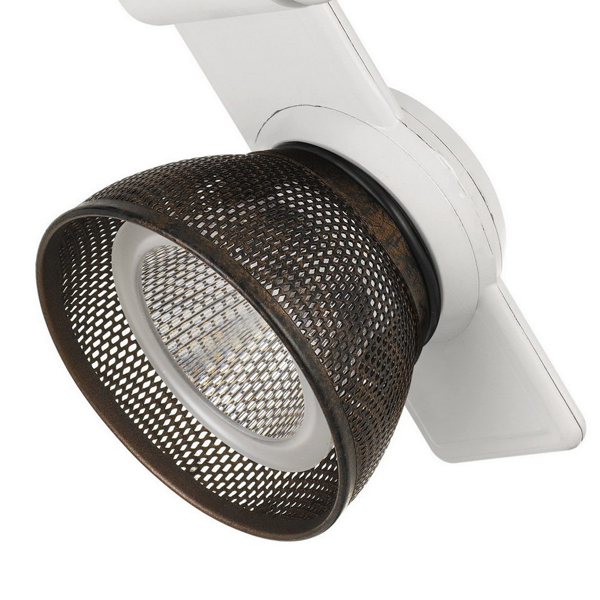 12W Integrated LED Metal Track Fixture with Mesh Head Brown and White-zoom-4