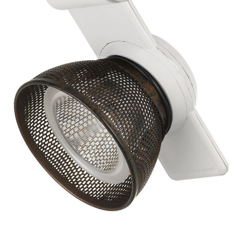 12W Integrated LED Metal Track Fixture with Mesh Head Brown and White-zoom-
