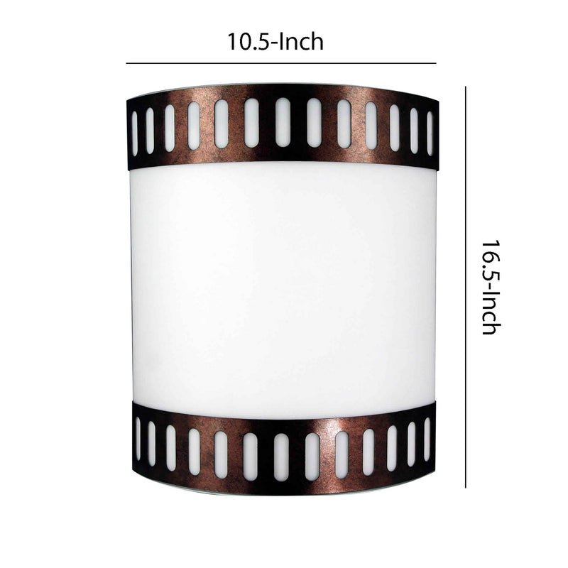 18w Wall Lamp With Acrylic Plate And Steel Trim White And Rustic Brown-zoom-