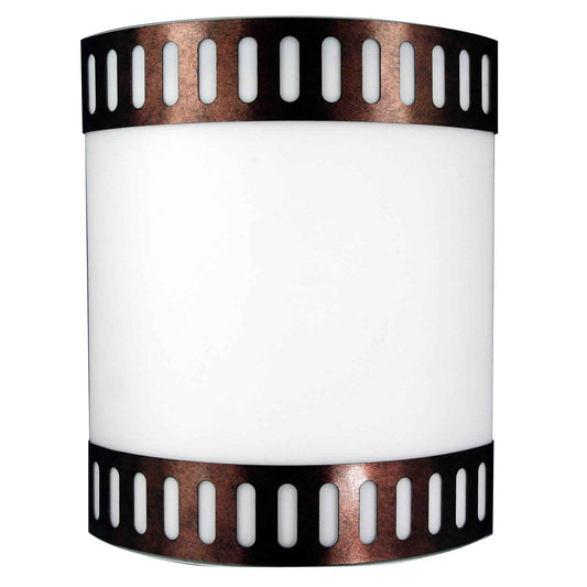 18w Wall Lamp With Acrylic Plate And Steel Trim White And Rustic Brown