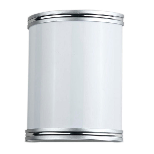 18w Metal Plc Wall Lamp With Brushed Trim Accent Silver And White