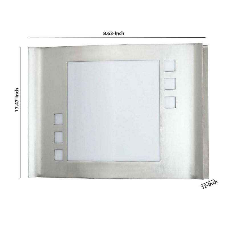 Rectangular Shaped Metal Wall Lamp With Brushed Steel Frame set Of 4 silver-zoom-