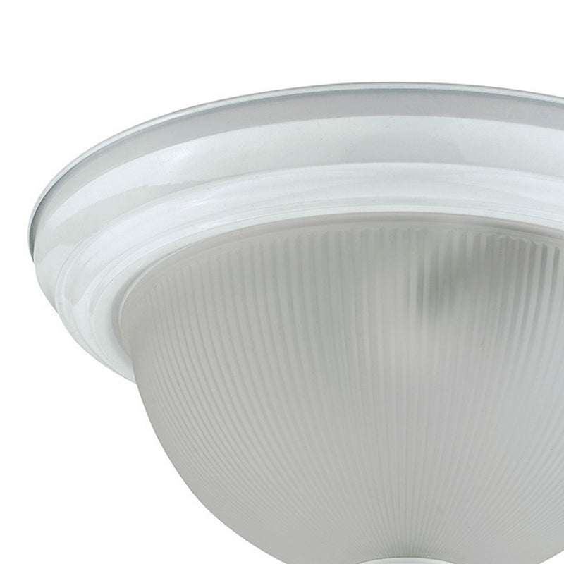 Metal Ceiling Lamp with Dome Shaped Shade and Finial Top Clear and White-zoom-