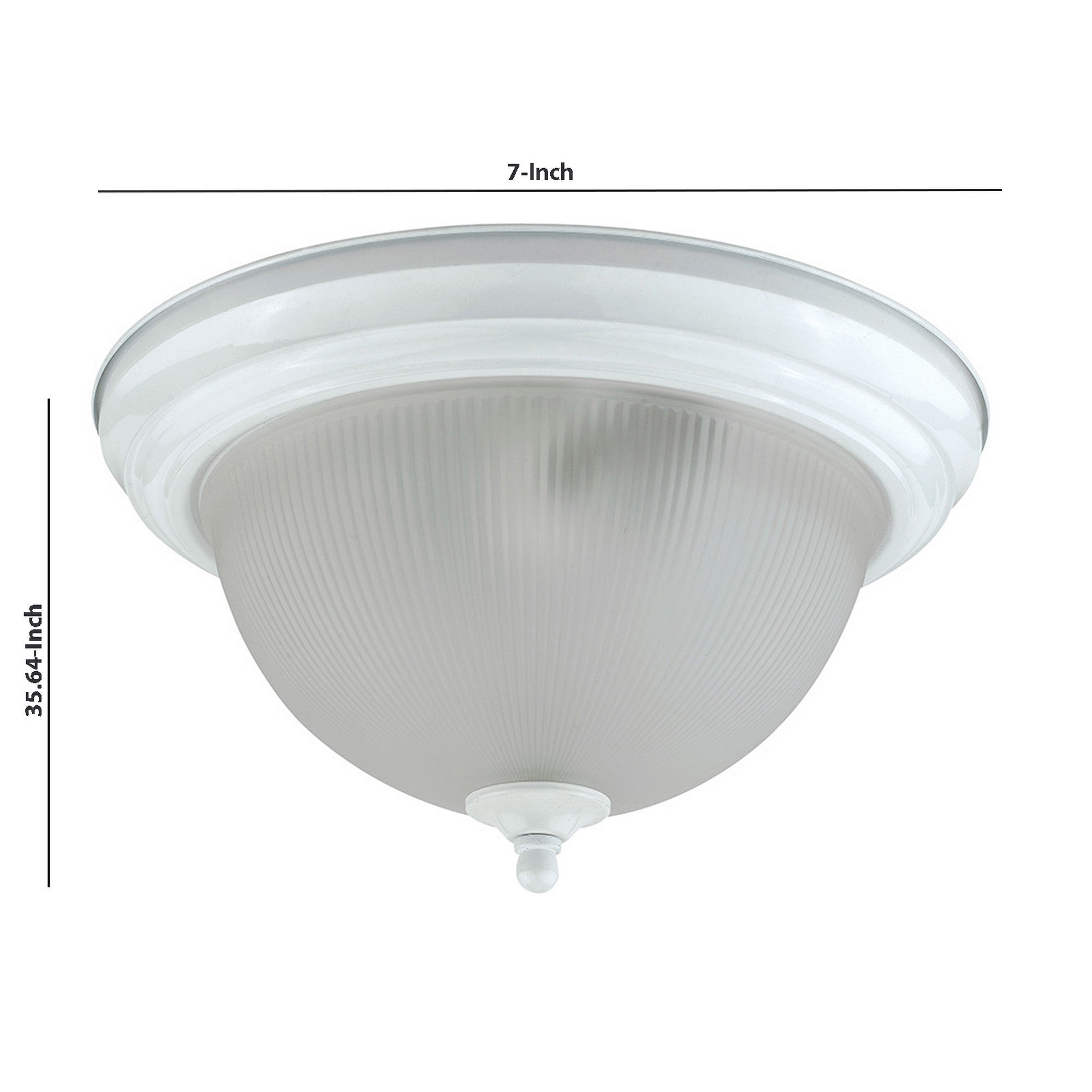 Metal Ceiling Lamp with Dome Shaped Shade and Finial Top Clear and White-zoom-5