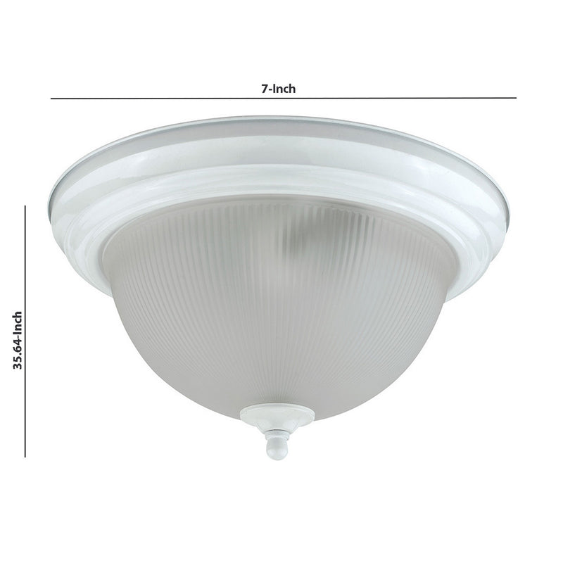 Metal Ceiling Lamp with Dome Shaped Shade and Finial Top Clear and White-zoom-