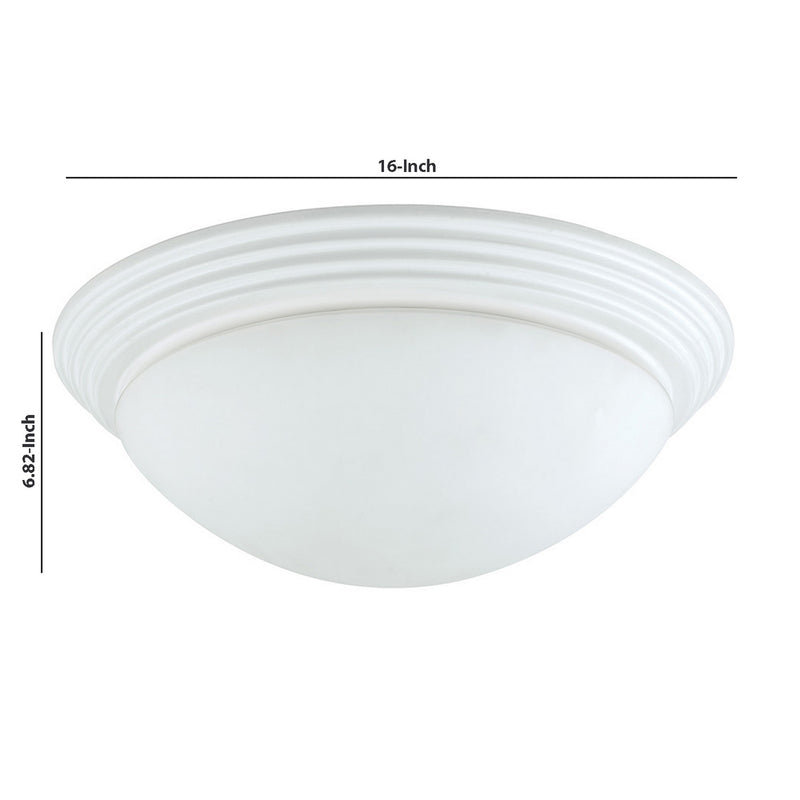Dome Shaped Glass Ceiling Lamp with Hardwired Switch White and Clear-zoom-