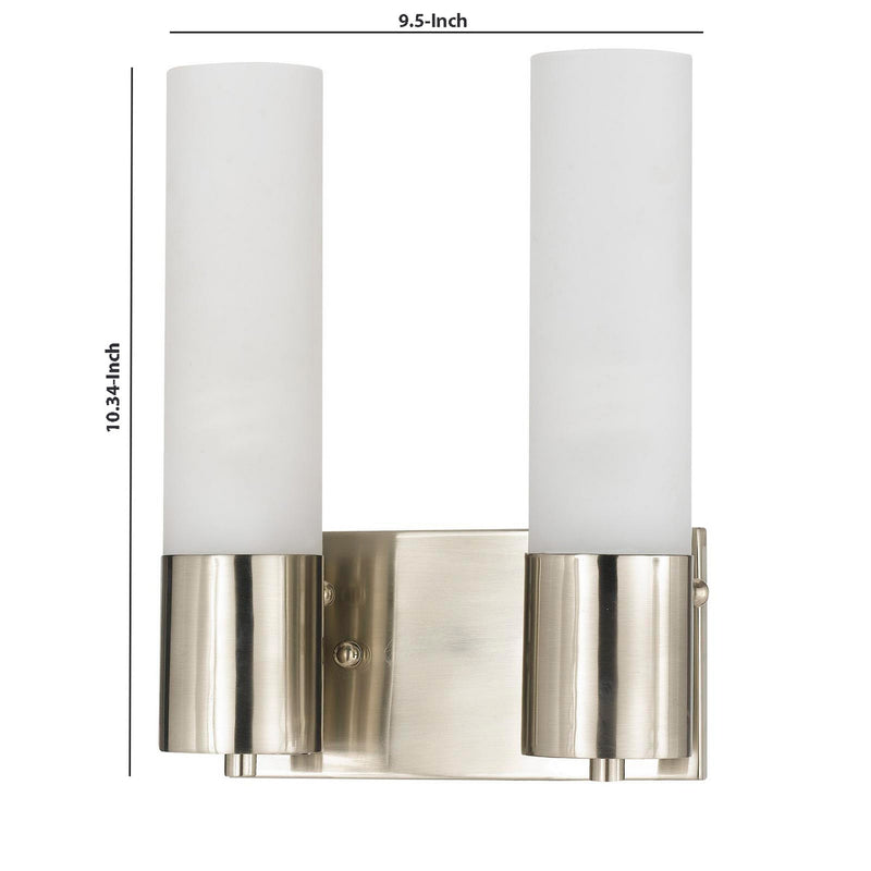 Cylindrical Dual Lighting Wall Lamp With Switch Set Of 2 Silver And White-zoom-