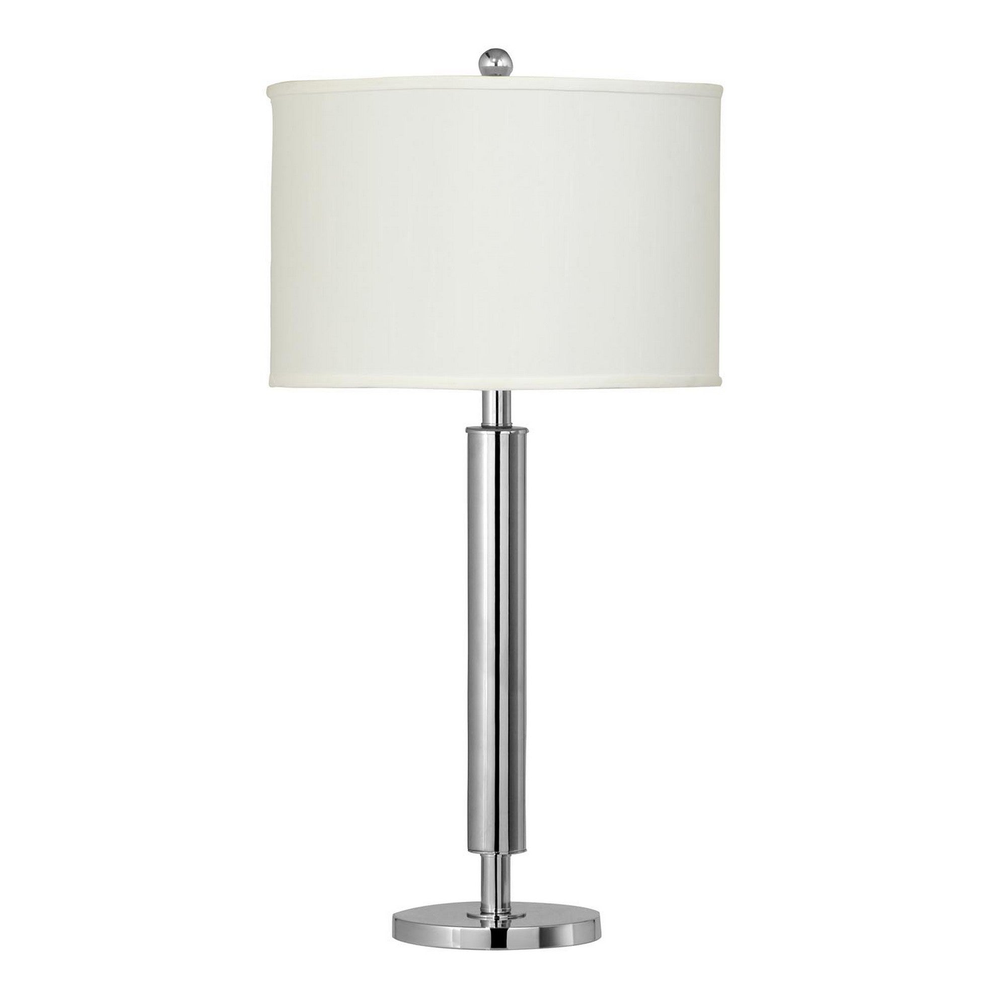 Metal Table Lamp with Tubular Support and Push Through Switch Silver-zoom-1