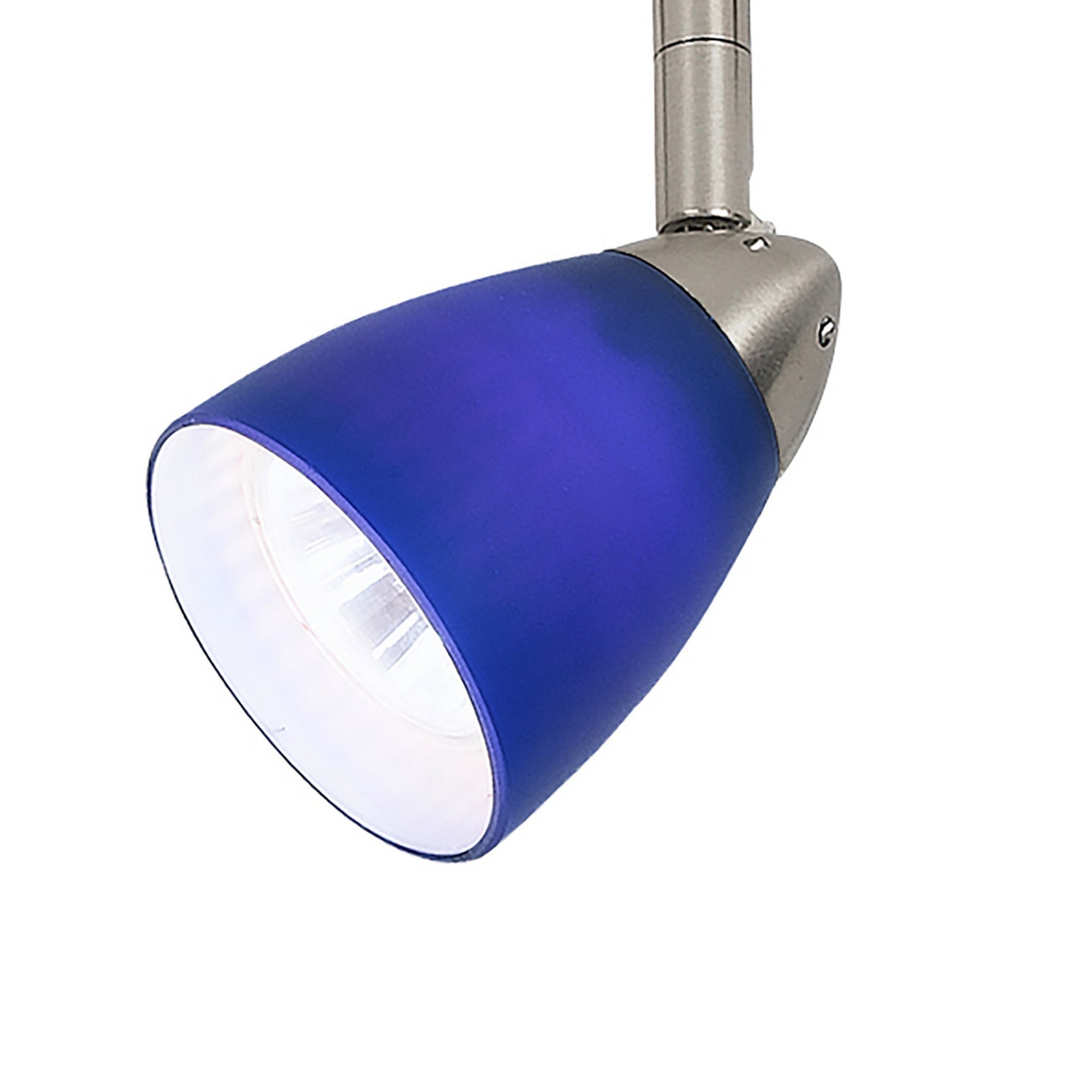 Hand Blown Glass Shade Adjustable Track Light Head with Metal Frame Blue-zoom-1